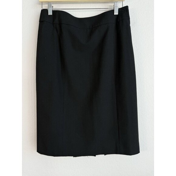 Ann Taylor Loft Back Pleated Skirt Women’s‎ Side Zip Knee Length Size 4 Black - Picture 1 of 9